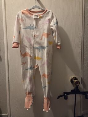 Carter's White Footie Pajamas with Pastel Dinosaurs